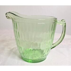 Vintage Optic Green Honeycomb Depression Glass 4 Cup (32 oz.) Juice Pitcher